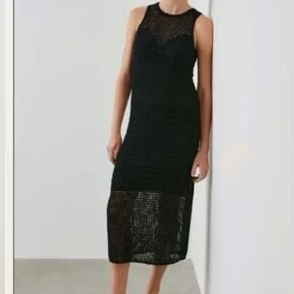 Rails Black Knit Mesh Midi Cover Up Sleeveless Swim Dress Size L